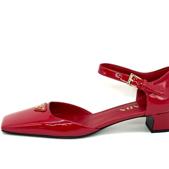 PRADA Modellerie Logo D'Orsay Square Toe Ankle Strap Mary Jane Pumps Heels - Picture 6 of 16